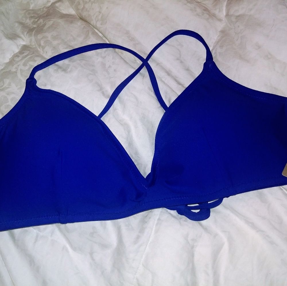 EUC J. Crew cross back French bikini top size L